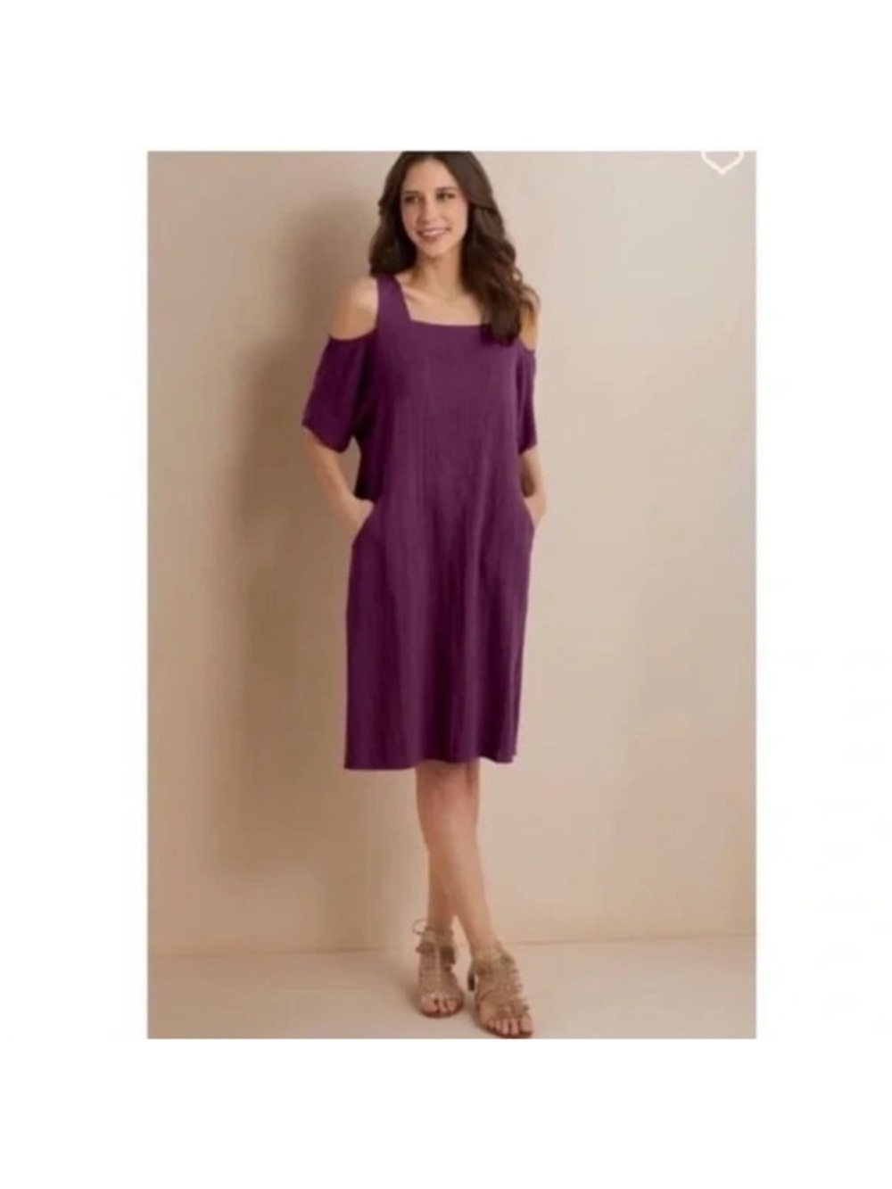 Soft Surroundings Cold-Shoulder Linen Blend Dress